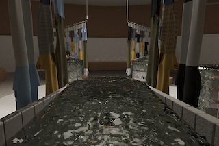 Setze dich mit den Duftflocken in das fliessende Wasser der Kleiderwanne. Fühle, wie sich die Textur des Bademantels verändert, er sich um deinen Körper legt und die Bewegungen des Wassers aufnimmt.